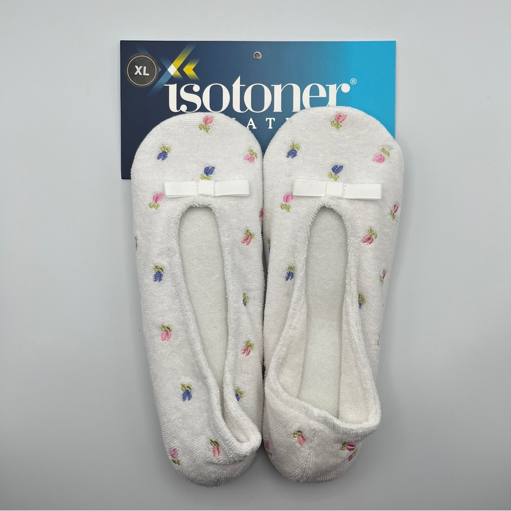 Isotoner White Floral Slippers